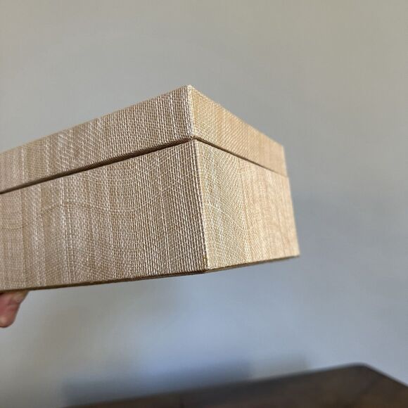 Pigeon And Poodle Sand Silken Abaca Jewelry Storage Box Beige Tan - Picture 7 of 13